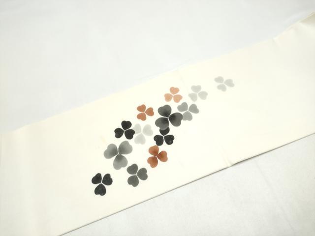 平和屋着物●塩瀬 九寸名古屋帯 舞花文 正絹 逸品 CABI0284hy