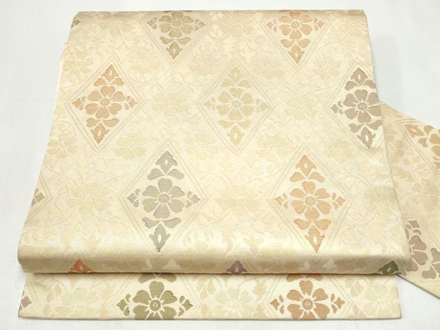 平和屋着物●九寸名古屋帯 菱花唐草文 金糸 正絹 逸品 CABI0288hy