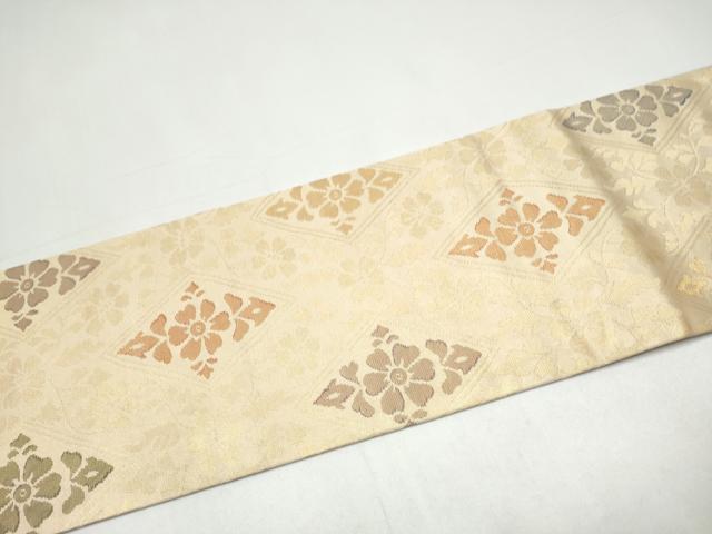 平和屋着物●九寸名古屋帯 菱花唐草文 金糸 正絹 逸品 CABI0288hy