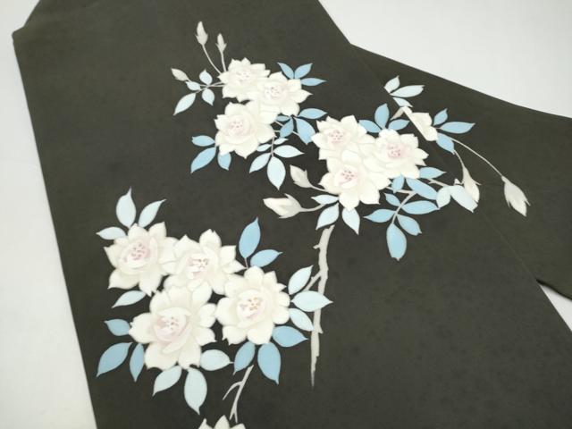 平和屋着物●塩瀬 九寸名古屋帯 枝花文 金彩 正絹 逸品 CABI0290hy