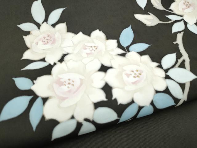 平和屋着物●塩瀬 九寸名古屋帯 枝花文 金彩 正絹 逸品 CABI0290hy