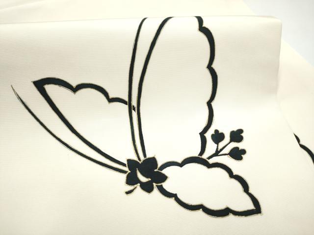 平和屋着物●塩瀬 九寸名古屋帯 舞蝶文 金彩 正絹 逸品 CABI0291hy