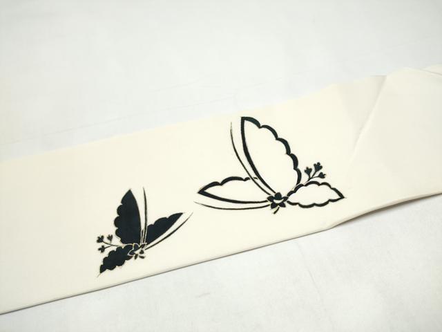 平和屋着物●塩瀬 九寸名古屋帯 舞蝶文 金彩 正絹 逸品 CABI0291hy