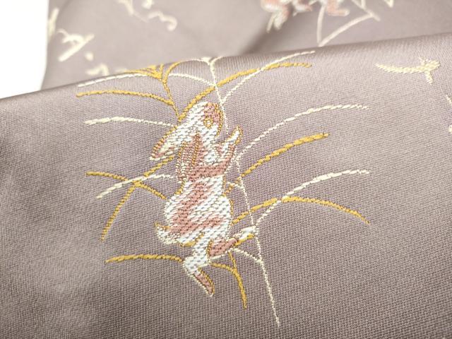 平和屋着物●九寸名古屋帯 わらべ歌 兎 正絹 逸品 CABI0294hy