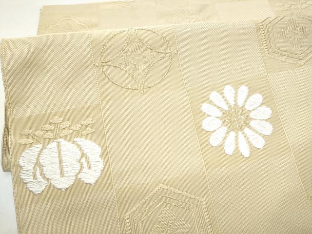 平和屋着物●西陣 河村織物 河村つづれ つけ帯 手織 市松吉祥花文 正絹 逸品 CABI0298hy