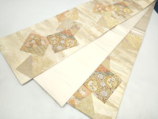 平和屋着物●六通柄袋帯 有職色紙重ね文 金糸 引箔 正絹 逸品 CABI0301hy