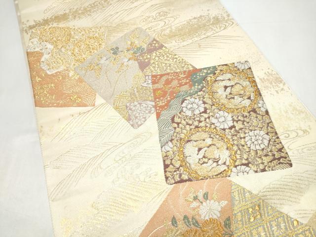 平和屋着物●六通柄袋帯 有職色紙重ね文 金糸 引箔 正絹 逸品 CABI0301hy
