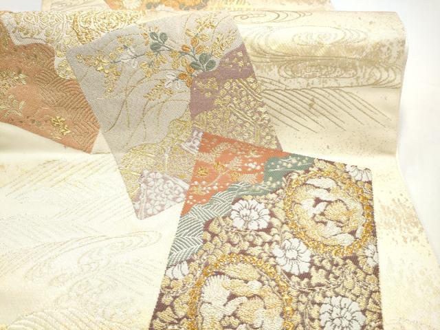 平和屋着物●六通柄袋帯 有職色紙重ね文 金糸 引箔 正絹 逸品 CABI0301hy