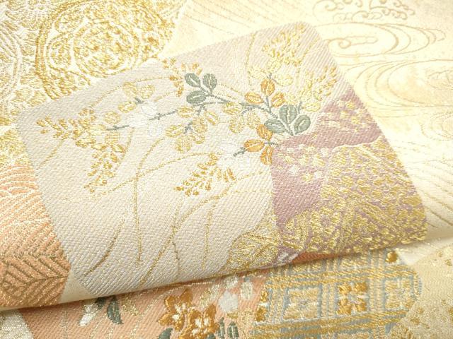 平和屋着物●六通柄袋帯 有職色紙重ね文 金糸 引箔 正絹 逸品 CABI0301hy