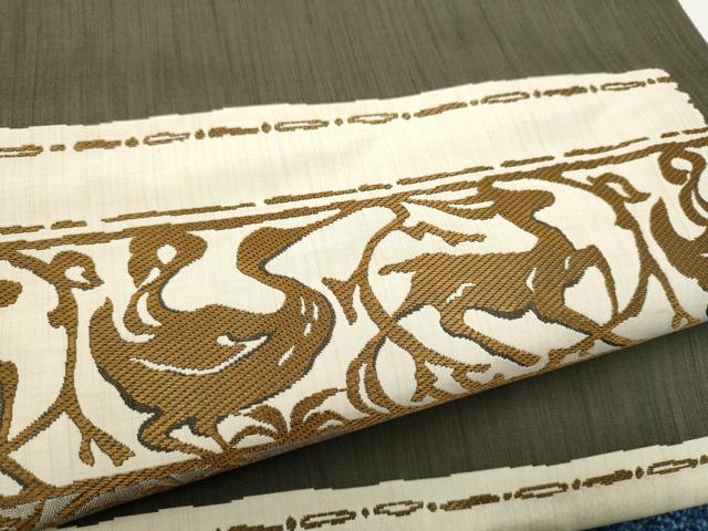 平和屋着物●六通柄袋帯 陣屋織 動物文 正絹 逸品 CABI0314hy