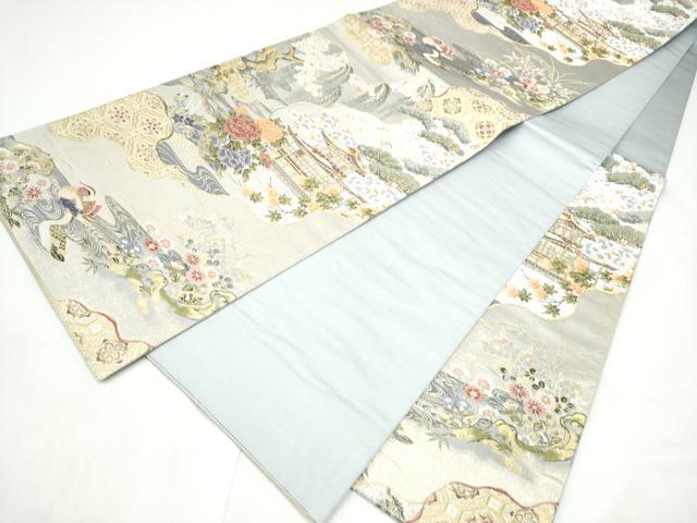 平和屋着物●六通柄袋帯 唐織 金閣寺 金銀糸 正絹 逸品 CABI0318hy