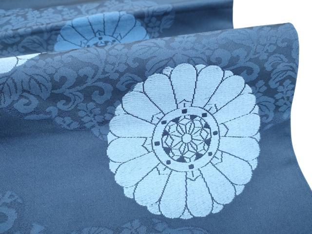 平和屋着物●六通柄袋帯 藍 富士良 菊 正絹 逸品 CABI0319hy