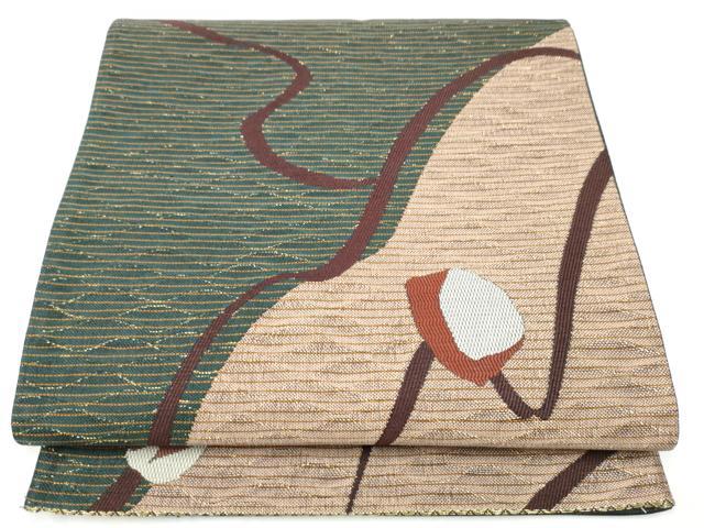 平和屋着物●六通柄袋帯 幾何学文様 金糸 正絹 逸品 CABI0320hy