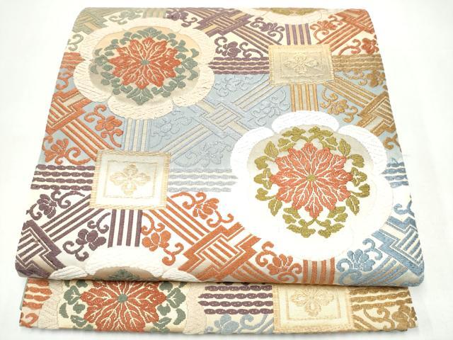 平和屋着物●六通柄袋帯 唐織 花唐草文 金糸 正絹 逸品 CABI0322hy