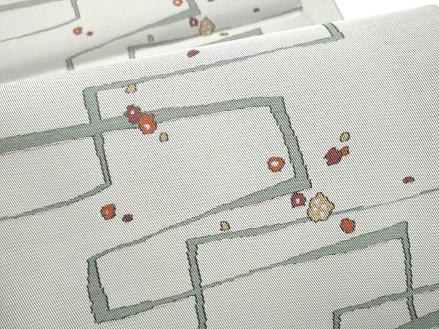 平和屋着物●六通柄袋帯 幾何学梅文 正絹 逸品 CABI0323hy