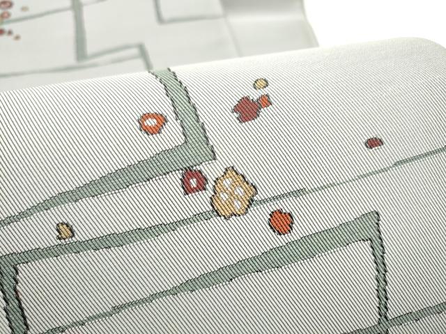 平和屋着物●六通柄袋帯 幾何学梅文 正絹 逸品 CABI0323hy