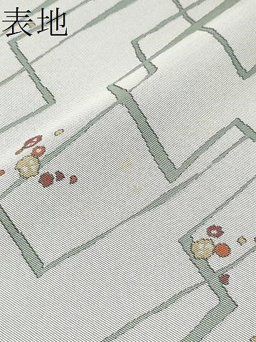 平和屋着物●六通柄袋帯 幾何学梅文 正絹 逸品 CABI0323hy