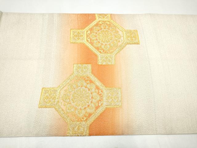 平和屋着物●太鼓柄袋帯 綴れ 蜀江花文 金糸 正絹 逸品 CABI0331hy