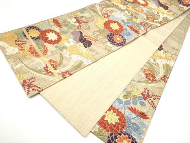 平和屋着物●六通柄袋帯 唐織 能衣四季文 金糸 正絹 逸品 CABI0335hy