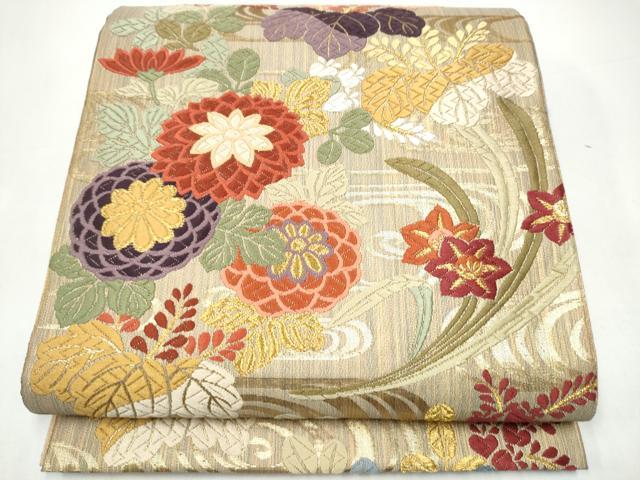 平和屋着物●六通柄袋帯 唐織 能衣四季文 金糸 正絹 逸品 CABI0335hy