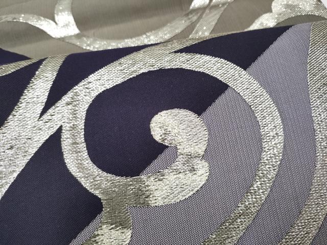 平和屋着物●六通柄袋帯 唐草文 黒地 銀糸 鈴乃屋扱い 正絹 逸品 CABI0337hy