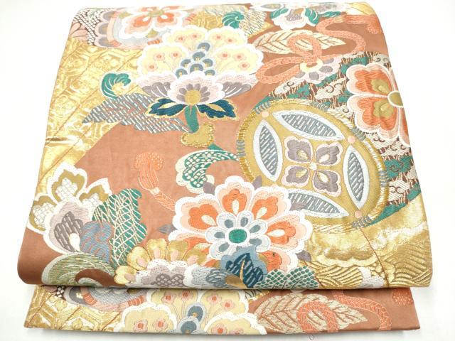 平和屋着物●六通柄袋帯 唐織 更紗花文 金糸 正絹 逸品 CABI0343hy
