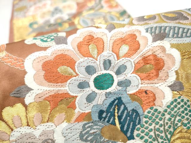 平和屋着物●六通柄袋帯 唐織 更紗花文 金糸 正絹 逸品 CABI0343hy
