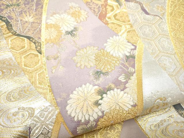 平和屋着物●西陣 河瀬満織物謹製 六通柄袋帯 蒔絵青海小花文 金銀糸 引箔 正絹 逸品 CABI0351hy