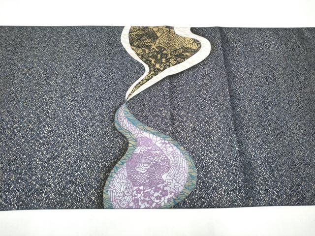 平和屋着物●太鼓柄袋帯 作家物 陶器花文 金彩 正絹 逸品 CABI0355hy