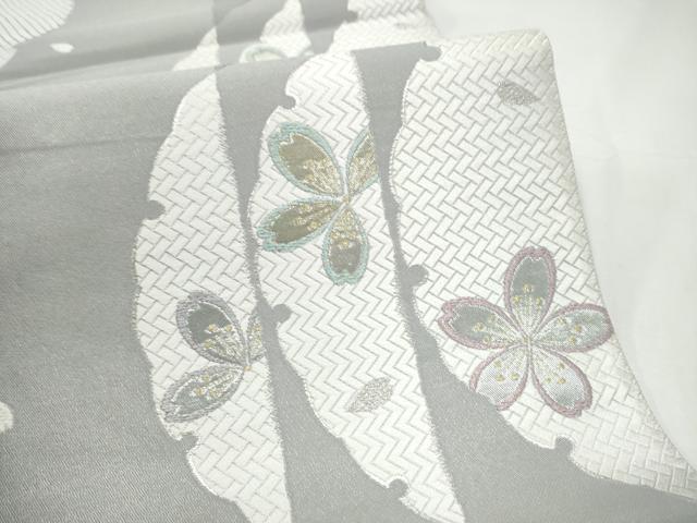 平和屋着物●六通柄袋帯 唐織 雪輪舞桜文 金銀糸 正絹 逸品 CABI0364hy