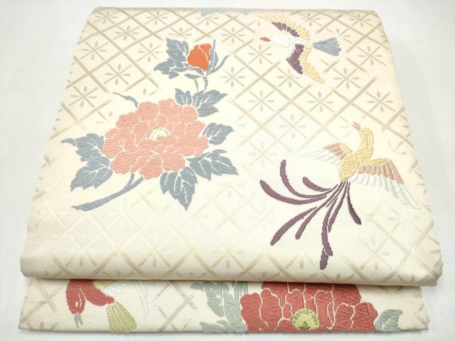平和屋着物●六通柄袋帯 唐織 花鳥文 金糸 正絹 逸品 CABI0370hy