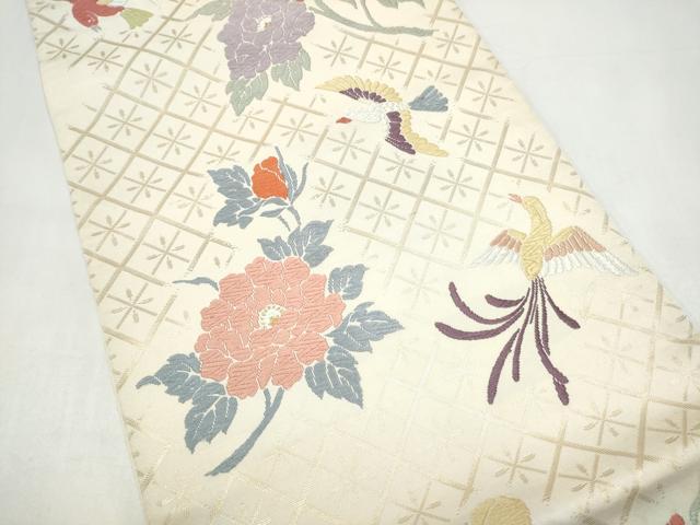 平和屋着物●六通柄袋帯 唐織 花鳥文 金糸 正絹 逸品 CABI0370hy