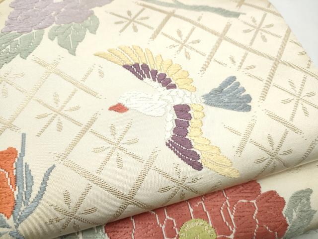 平和屋着物●六通柄袋帯 唐織 花鳥文 金糸 正絹 逸品 CABI0370hy