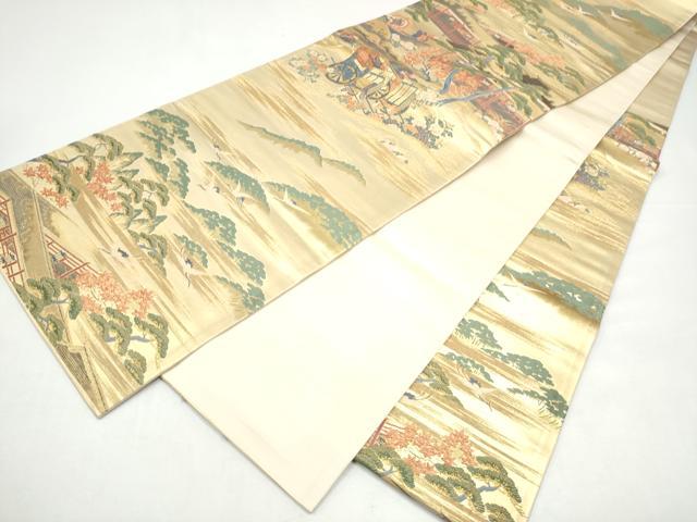 平和屋着物●老舗織元 泰生織物 六通柄袋帯 唐織 風景文 本金箔 正絹 逸品 CABI0371hy
