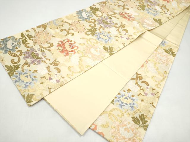 平和屋着物●六通柄袋帯 衲衣唐織 牡丹唐草文様 金糸 正絹 逸品 CABI0372hy