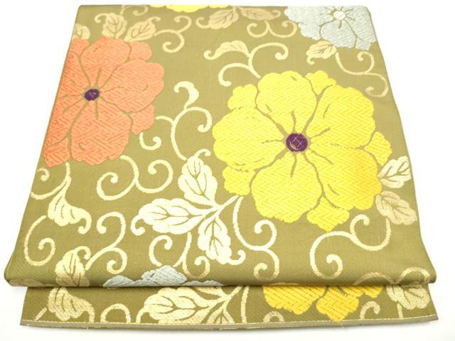 平和屋着物●六通柄 本袋帯 花唐草文 金糸 正絹 逸品 CABI0381hy