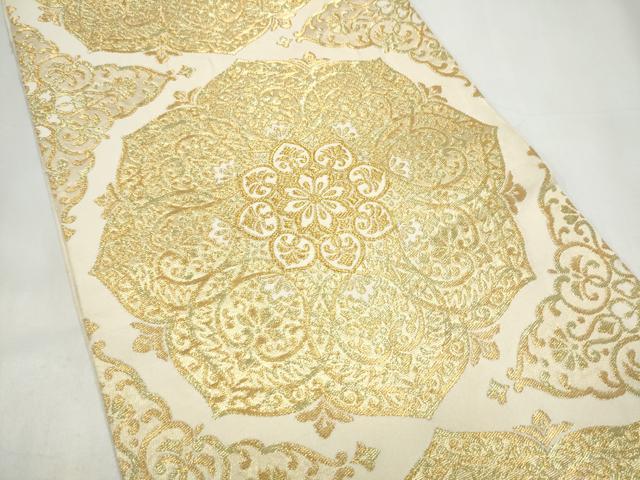 平和屋着物●西陣 川島織物 六通柄 本袋帯 正倉院花文 金糸 正絹 逸品 CABI0382hy