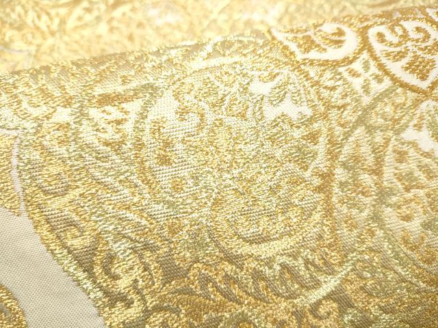 平和屋着物●西陣 川島織物 六通柄 本袋帯 正倉院花文 金糸 正絹 逸品 CABI0382hy