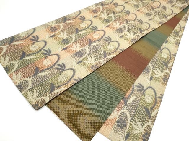 平和屋着物●両面 全通柄袋帯 花唐草文 正絹 逸品 CABI0389hy
