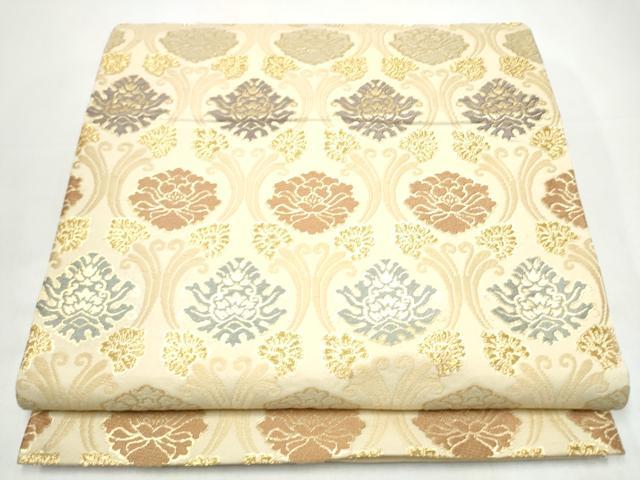 平和屋着物●六通柄袋帯 唐織 立涌牡丹文様 金糸 正絹 逸品 CABI0394hy