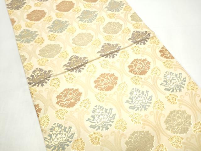 平和屋着物●六通柄袋帯 唐織 立涌牡丹文様 金糸 正絹 逸品 CABI0394hy