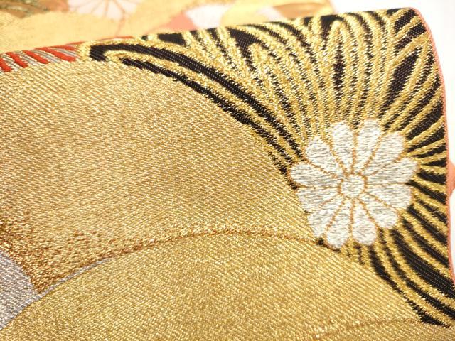 平和屋着物●西陣 川島織物 六通柄 本袋帯 流水菊文 金銀糸 正絹 逸品 CABI0397hy