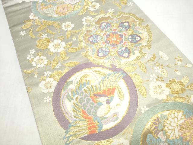 平和屋着物●六通柄袋帯 唐織 鳳凰花丸文 金糸 正絹 逸品 CABI0398hy