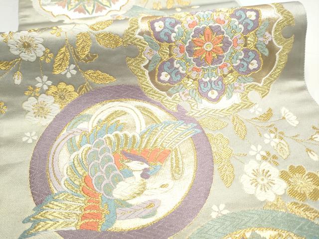平和屋着物●六通柄袋帯 唐織 鳳凰花丸文 金糸 正絹 逸品 CABI0398hy