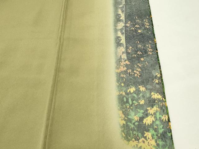平和屋着物●中国国宝刺繍 乱針刺繍 訪問着 草木文 暈し染め 正絹 逸品 CABI0402gh