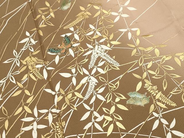 平和屋着物●訪問着 舞蝶草花文 暈し染め 金彩 正絹 逸品 CABI0403gh