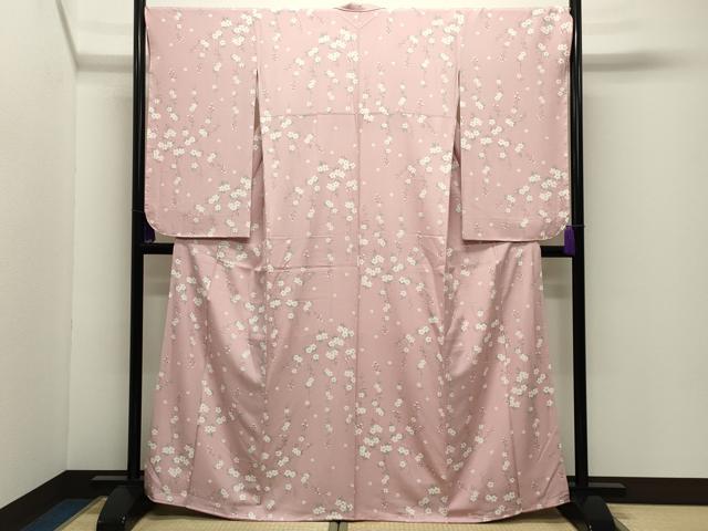 平和屋着物●小振袖 二尺袖 枝垂れ桜文 正絹 逸品 未使用 CABI0406gh