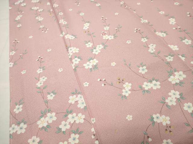 平和屋着物●小振袖 二尺袖 枝垂れ桜文 正絹 逸品 未使用 CABI0406gh