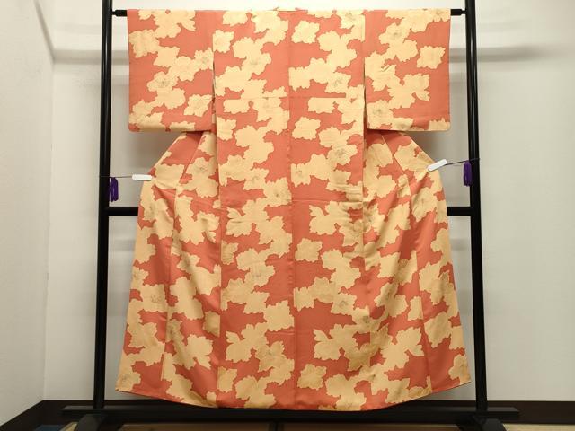平和屋着物●上質な小紋 地紋起こし 舞花文 正絹 逸品 CABI0409gh