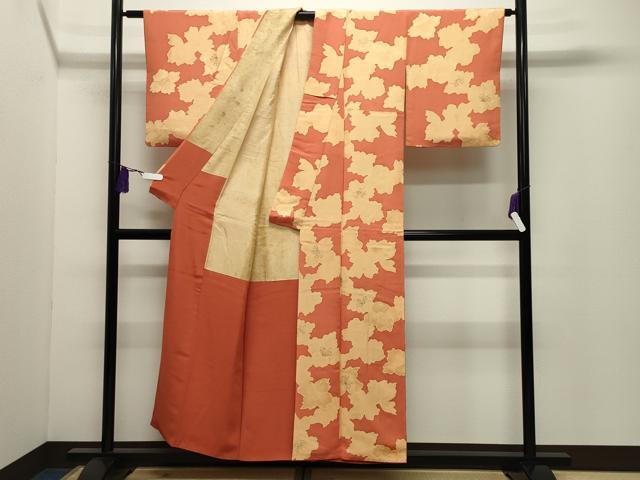 平和屋着物●上質な小紋 地紋起こし 舞花文 正絹 逸品 CABI0409gh